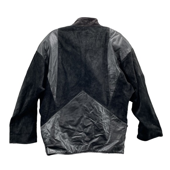 VTG Comint Genuine Suede Leather Jacket Womens Medium 80s Retro Patchwork Rocker - Picture 2 of 9